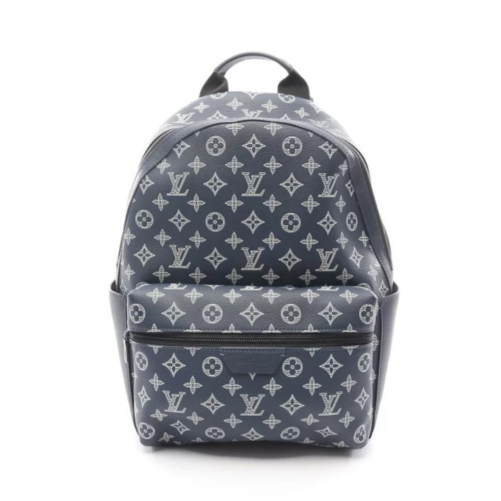 Louis Vuitton Discovery Backpack Canvas Leather Monogram Shadow Black Navy Blue